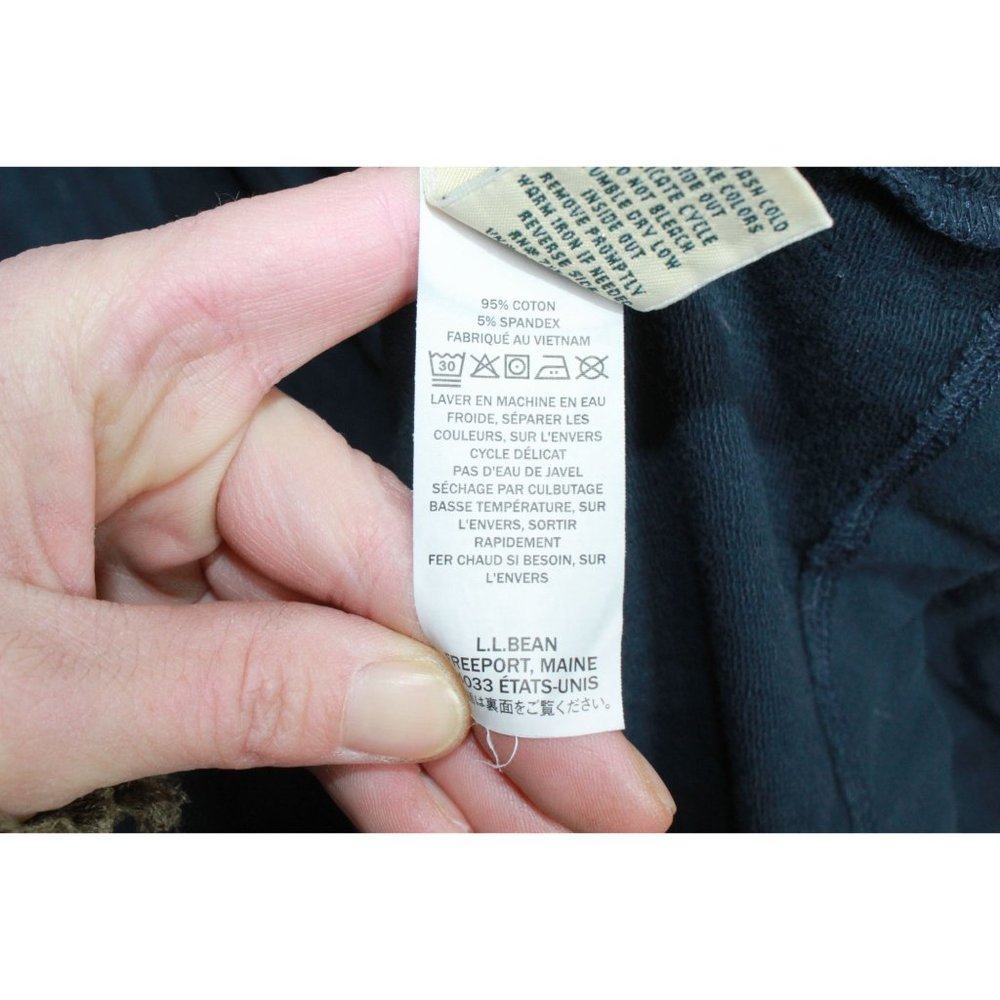 LL Bean Navy Blue Cotton Blend Robe Long Full Zip Size L Pet - Picture 9 of 12